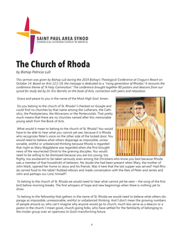 The Church of Rhoda by Bishop Patricia Lull