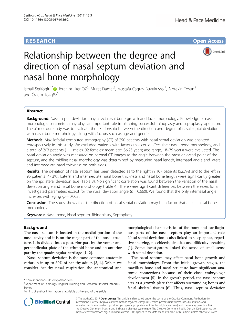 Relationship Between the Degree and Direction of Nasal Septum Deviation