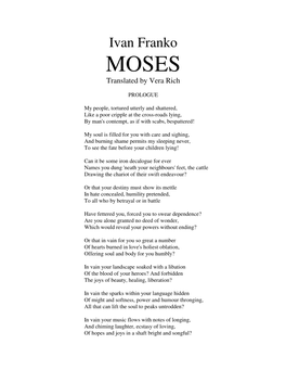 Ivan Franko MOSES Translated by Vera Rich