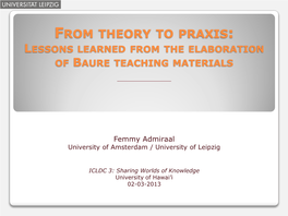 Lessons Learned from the Elaboration of Baure Teaching Materials