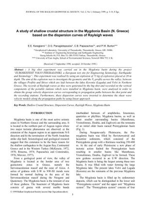 A Study of Shallow Crustal Structure in the Mygdonia Basin (N. Greece) Based on the Dispersion Curves of Rayleigh Waves