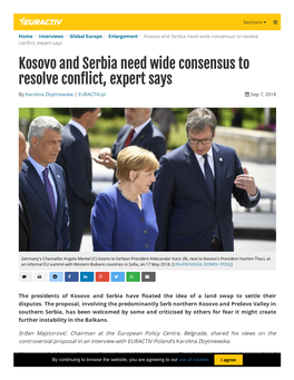 Kosovo and Serbia Need Wide Consensus to Resolve Con Ict, Expert