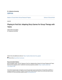 Adapting Story Games for Group Therapy with Teens