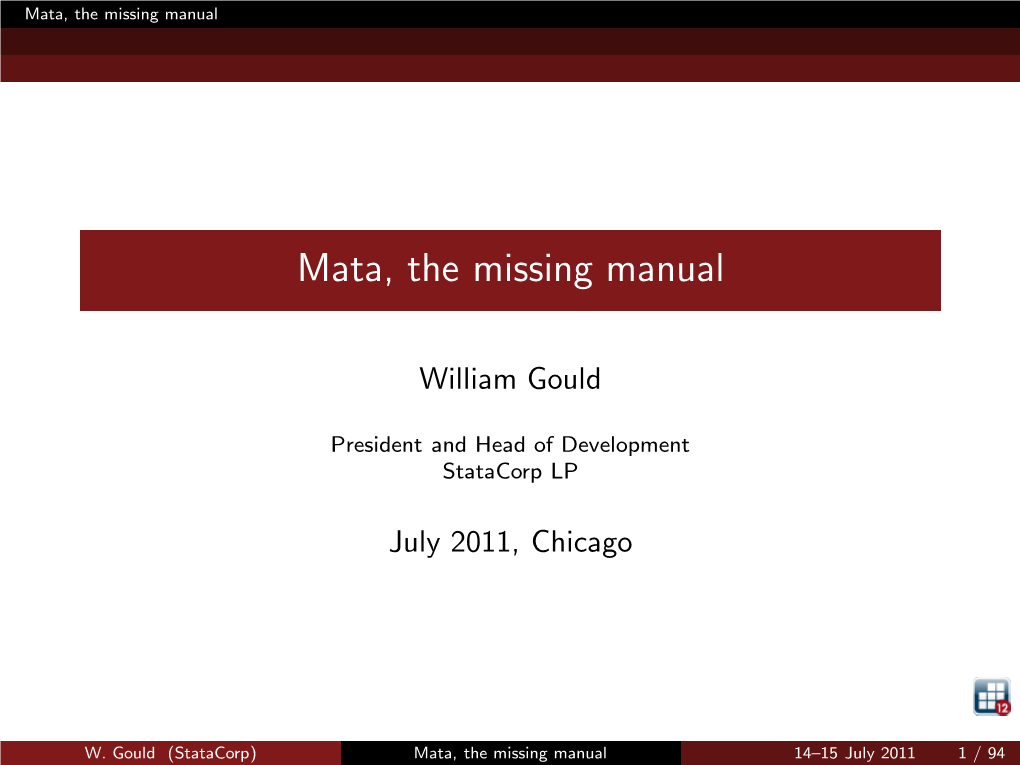 Mata, the Missing Manual