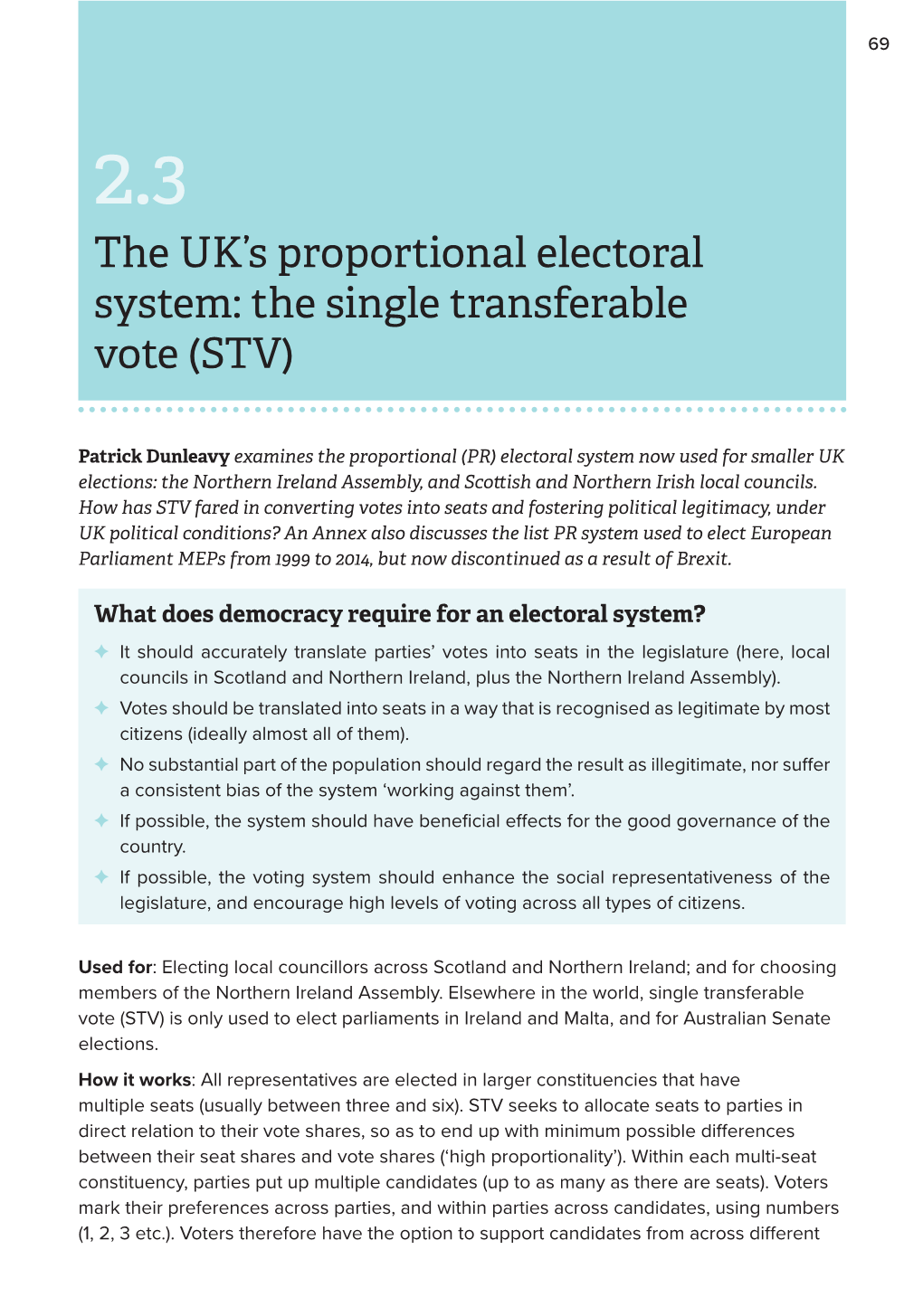 The UK's Proportional Electoral System: the Single Transferable Vote (STV)