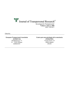COMPLETE Journal of Transpersonal Research, 2009, Vol. 1