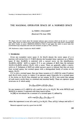 The Maximal Operator Space of a Normed Space