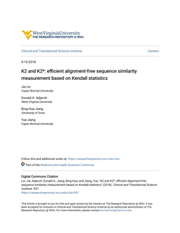 Efficient Alignment-Free Sequence Similarity Measurement Based on Kendall Statistics