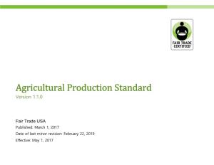 Agricultural Production Standard Version 1.1.0