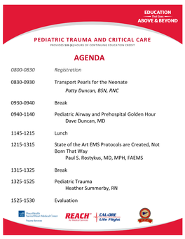 Pediatric Trauma and Critical Care Provides Six (6) Hours of Continuing Education Credit