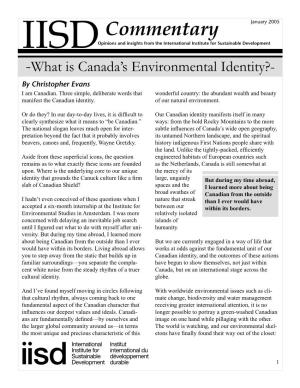 What Is Canada's Environmental Identity?