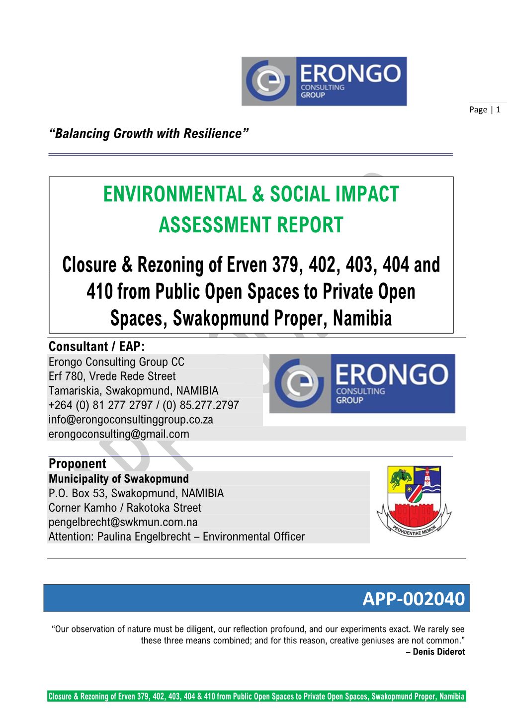 Environmental & Social Impact Assessment Report