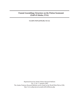 Faunal Assemblage Structure on the Patton Seamount (Gulf of Alaska, USA)