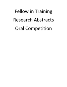 Fellow in Training Research Abstracts Oral Competition Indiana-ACC Poster Competition Abstract