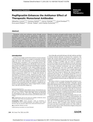 Pegfilgrastim Enhances the Antitumor Effect of Therapeutic Monoclonal Antibodies
