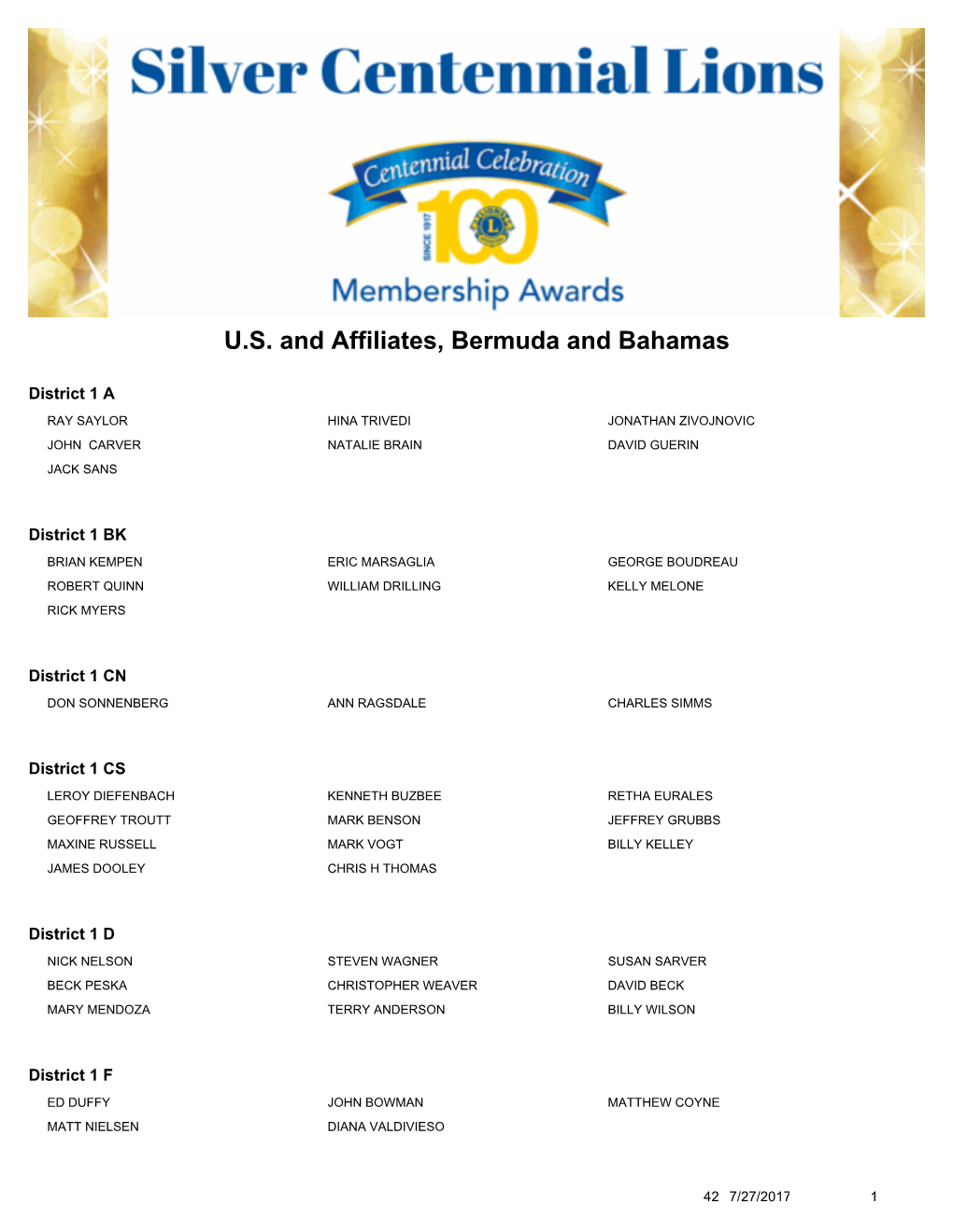 U.S. and Affiliates, Bermuda and Bahamas