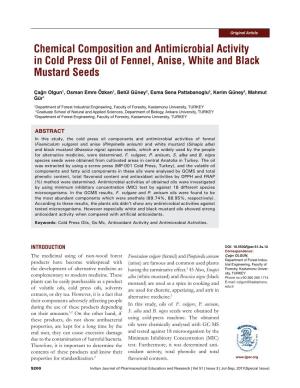 Chemical Composition and Antimicrobial Activity in Cold Press Oil of Fennel, Anise, White and Black Mustard Seeds