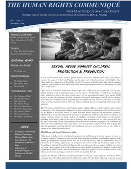 The Human Rights Communiqué Your Monthly Dose on Human Rights (Newsletter for Centre for Advanced Studies in Human Rights, Rgnul, Punjab) 2222