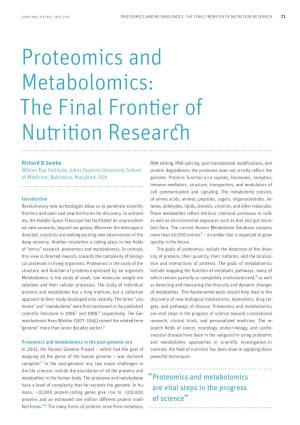 Proteomics and Metabolomics: the Final Frontier of Nutrition Research 71