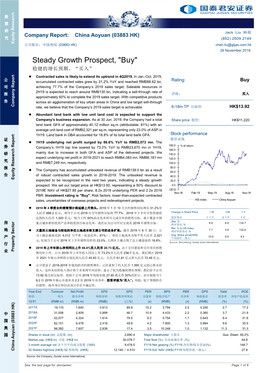 Steady Growth Prospect, "Buy"