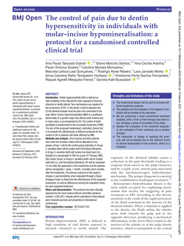 The Control of Pain Due to Dentin Hypersensitivity in Individuals with Molar–Incisor Hypomineralisation: a Protocol for a Randomised Controlled Clinical Trial