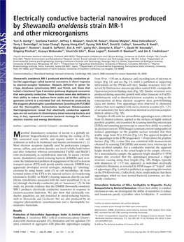 Electrically Conductive Bacterial Nanowires Produced by Shewanella Oneidensis Strain MR-1 and Other Microorganisms