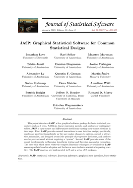 JASP: Graphical Statistical Software for Common Statistical Designs