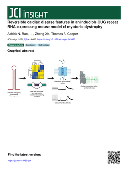 Reversible Cardiac Disease Features in an Inducible CUG Repeat RNA–Expressing Mouse Model of Myotonic Dystrophy