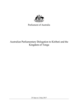 Australian Parliamentary Delegation to Kiribati and the Kingdom of Tonga
