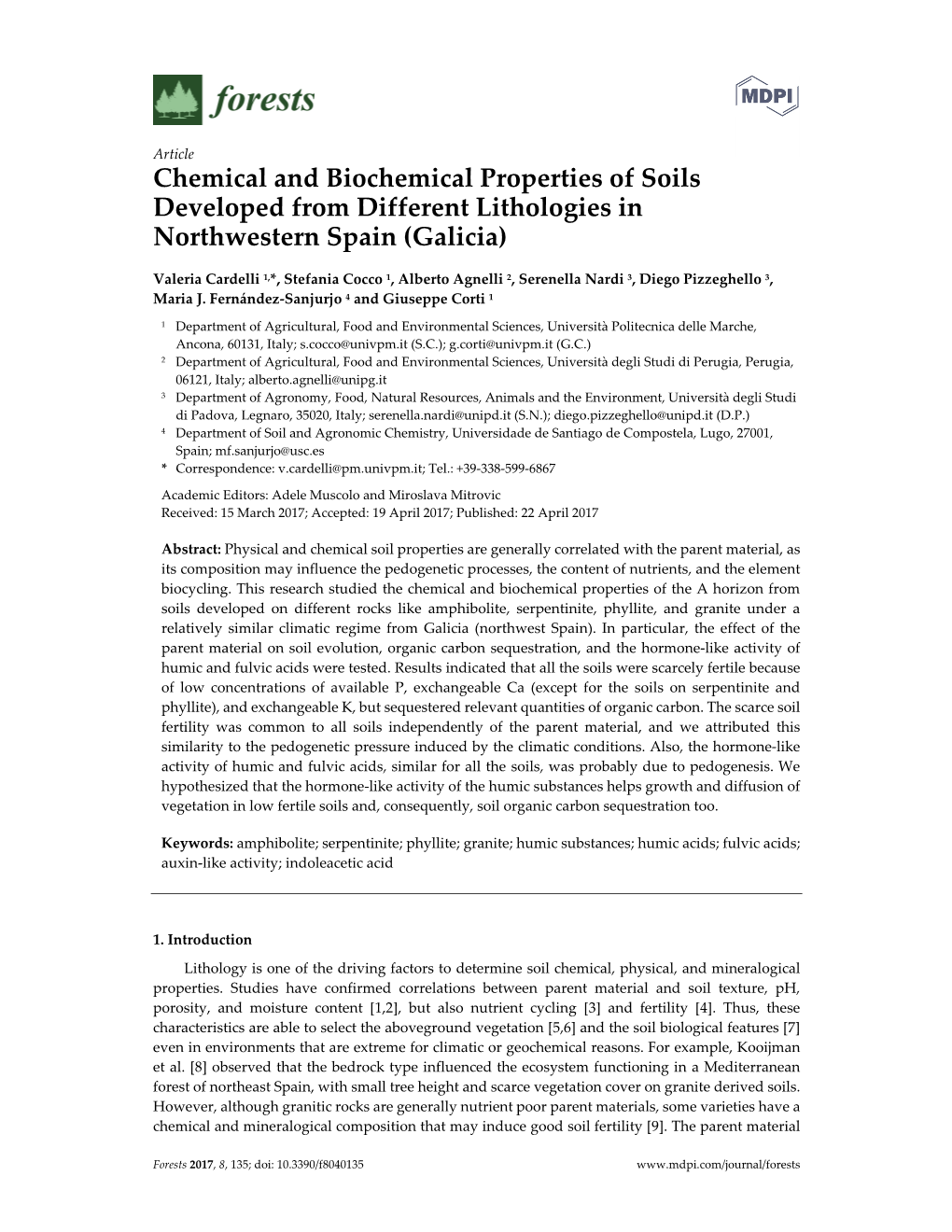 Chemical and Biochemical Properties of Soils Developed from Different Lithologies in Northwestern Spain (Galicia)