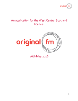 An Application for the West Central Scotland Licence