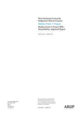 Hinkley Point C Project Hinkley Point C Project SPD - Sustainability Appraisal Report