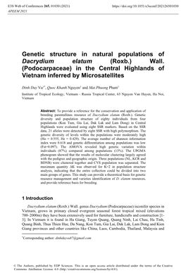 Genetic Structure in Natural Populations of Dacrydium Elatum (Roxb.) Wall