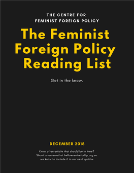 The Feminist Foreign Policy Reading List Achilleos-Sarll, Columba