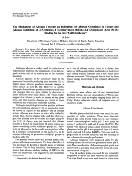 The Mechanism of Alloxan Toxicity: an Indication for Alloxan Complexes in Tissues and Alloxan Inhibition of 4-Acetamido-4′-Isothiocyanato-Stilbene-2, 2′-Disulphonic Acid (SITS) Binding