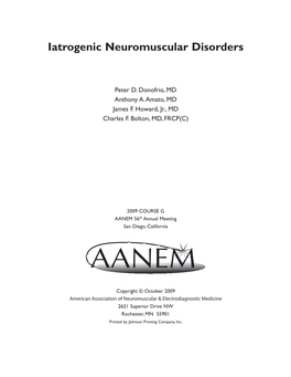 Iatrogenic Neuromuscular Disorders