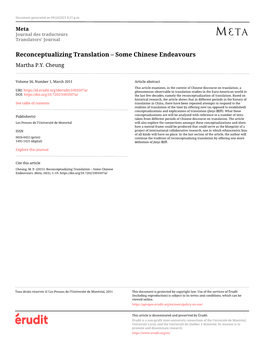 Reconceptualizing Translation – Some Chinese Endeavours Martha P.Y