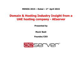 Domain & Hosting Industry Insight from a UAE Hosting