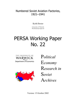 PERSA Working Paper No. 22