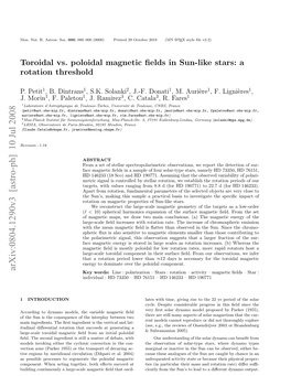 Toroidal Versus Poloidal Magnetic Fields in Sun-Like Stars: a Rotation