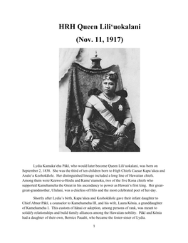 HRH Queen Liliʻuokalani (Nov