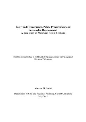 Public Procurement, Fair Trade Governance and Sustainable