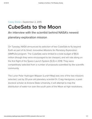 Cubesats to the Moon | the Planetary Society