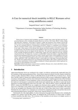 A Cure for Numerical Shock Instability in HLLC Riemann Solver Using Antidiﬀusion Control