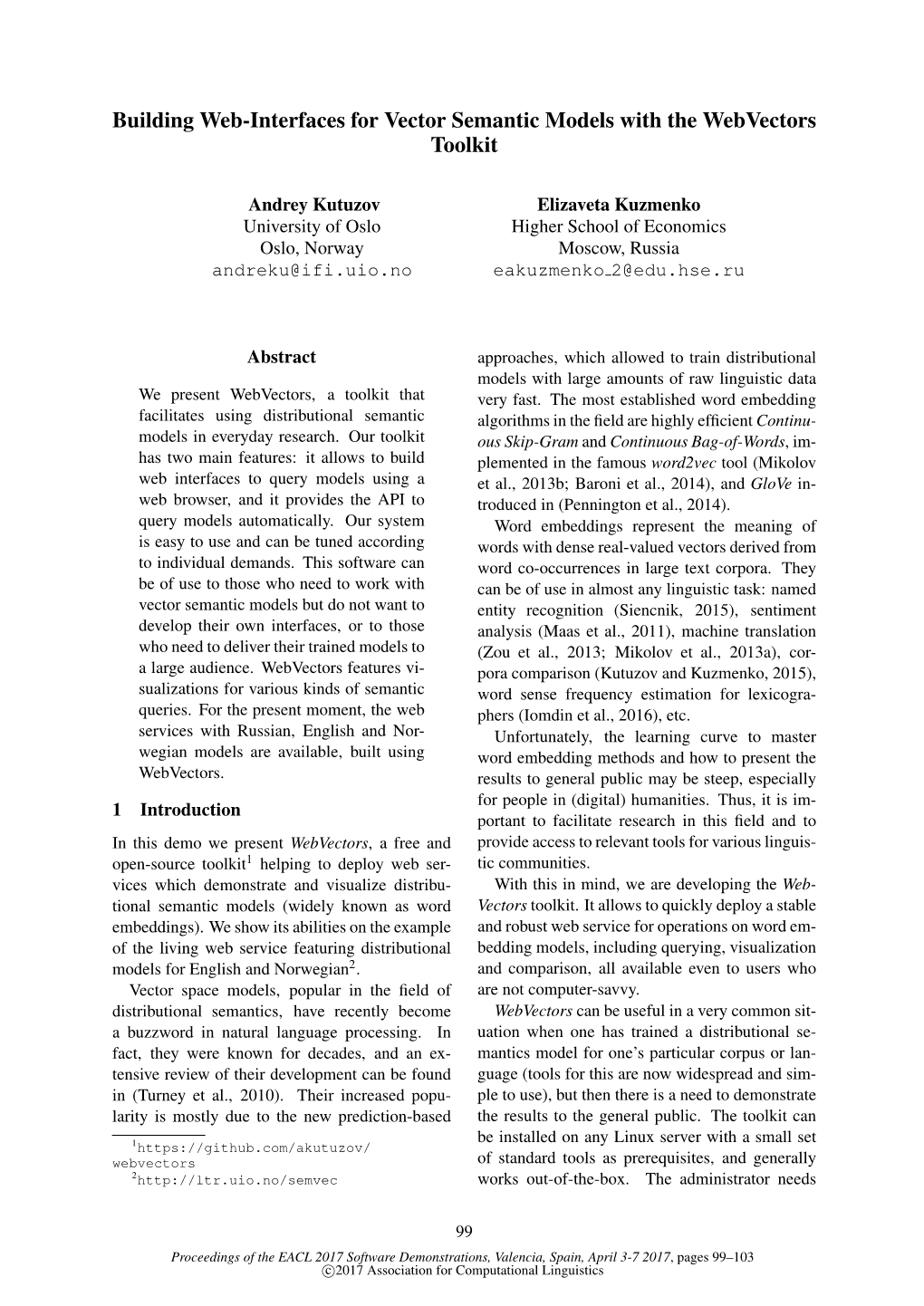 Building Web-Interfaces for Vector Semantic Models with the Webvectors Toolkit