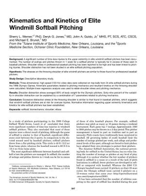 Kinematics and Kinetics of Elite Windmill Softball Pitching