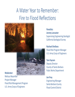 A Water Year to Remember: Fire to Flood Reflections