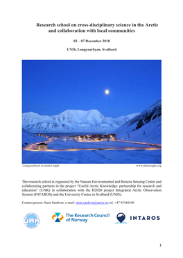 Research School on Cross-Disciplinary Science in the Arctic and Collaboration with Local Communities