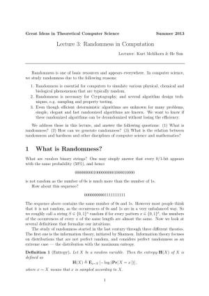 Lecture 3: Randomness in Computation