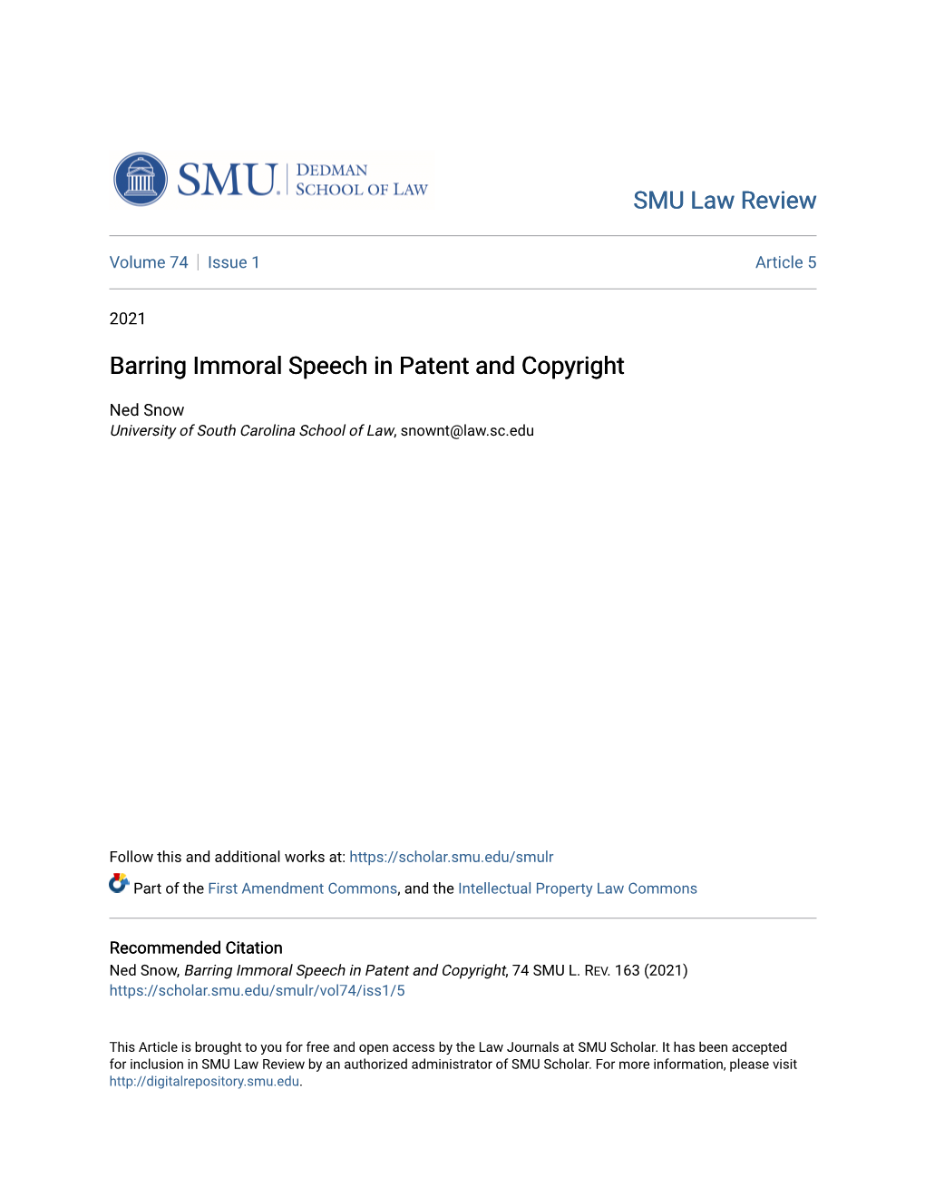 Barring Immoral Speech in Patent and Copyright